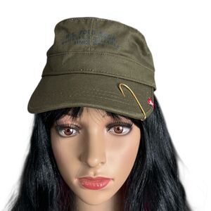 U.S. Polo Assn Military Cadet Hat Olive Green 100% Cotton Hook Detail Adult